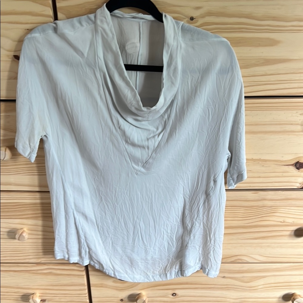 Elegant light blue Cowl Neck silk top